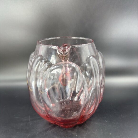 Vintage Mid Century Glass Pitcher Carafe Light Transparent Pink Color Raised VTG - Picture 14 of 16